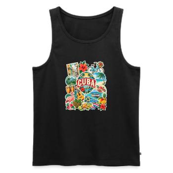 Kuba Reisesticker - Männer Premium Bio Tank Top - Schwarz - Vorne - Michal (187cm)