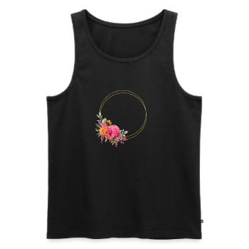 Farbenfroher Blumen-Kranz Personalisierbar - Männer Premium Bio Tank Top - Schwarz - Vorne - Michal (187cm)