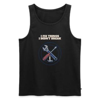 Ich repariere Dinge, die ich nicht kaputt gemacht habe, lustiges Mechanikerabzeichen - Männer Premium Bio Tank Top - Schwarz - Vorne - Michal (187cm)