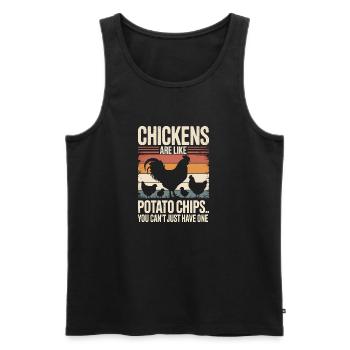 Hühner mögen Kartoffelchips Retro Hennen Lustiges Huhn - Männer Premium Bio Tank Top - Schwarz - Vorne - Michal (187cm)