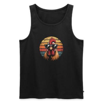 Retro Hahn Sonnenbrille Sonnenuntergang Hühner - Männer Premium Bio Tank Top - Schwarz - Vorne - Michal (187cm)