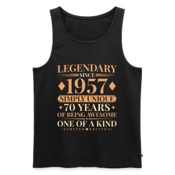 70th Birthday Simply Unique Jahrgang 1957 - Männer Premium Bio Tank Top - Schwarz - Vorne - Michal (187cm)