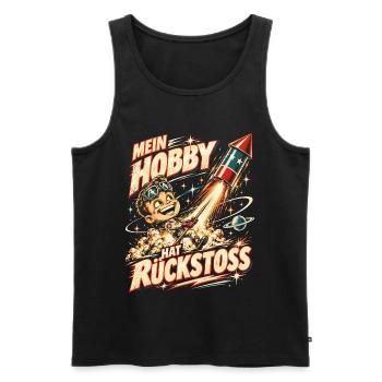 Mein Hobby hat Rückstoß – Feuerwerk - Männer Premium Bio Tank Top - Schwarz - Vorne - Michal (187cm)