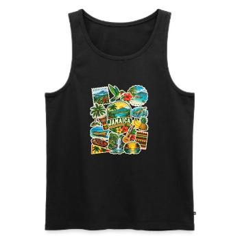 Jamaika Reisesticker - Männer Premium Bio Tank Top - Schwarz - Vorne - Michal (187cm)