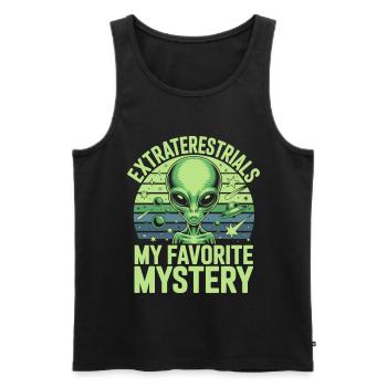 Grüner Alien Kopf Retro Science Fiction Motiv - Männer Premium Bio Tank Top - Schwarz - Vorne - Michal (187cm)