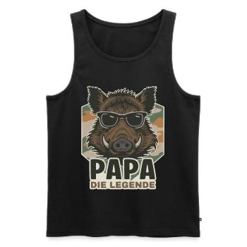 Papa die Legende Wildschwein - Männer Premium Bio Tank Top - Schwarz - Vorne - Michal (187cm)