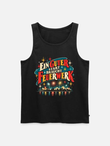 Ein guter Start braucht Feuerwerk - Männer Premium Bio Tank Top - Schwarz