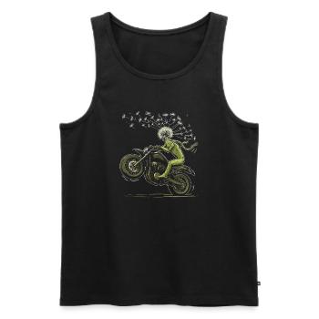 Löwenzahn-Biker Vintage-Motorrad und Samen im Wind - Männer Premium Bio Tank Top - Schwarz - Vorne - Michal (187cm)