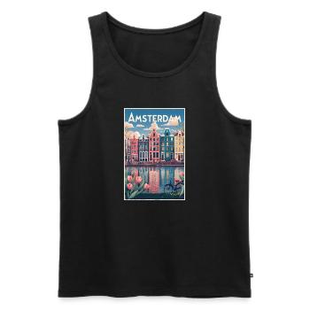 Amsterdamer Kanalporträt - Männer Premium Bio Tank Top - Schwarz - Vorne - Michal (187cm)