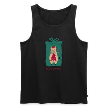 Nilpferd im Weihnachtsstrumpf - Männer Premium Bio Tank Top - Schwarz - Vorne - Michal (187cm)