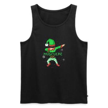 Muskulöses Elfenfamilien-Matching-Weihnachtshemd - Männer Premium Bio Tank Top - Schwarz - Vorne - Michal (187cm)