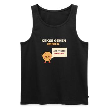 Kekse gehen immer – auch vor dem Frühstück - Männer Premium Bio Tank Top - Schwarz - Vorne - Michal (187cm)