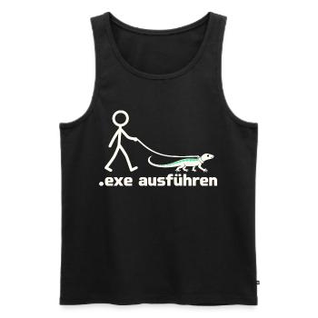 exe ausführen – Eidechse am Strichmännchen - Männer Premium Bio Tank Top - Schwarz - Vorne - Michal (187cm)
