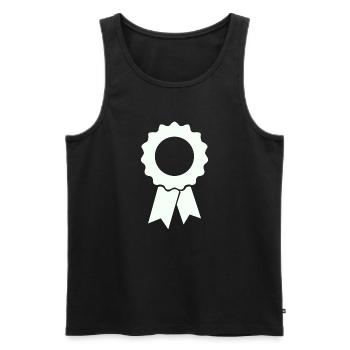 Auszeichnungsbadge mit Kranz - Männer Premium Bio Tank Top - Schwarz - Vorne - Michal (187cm)