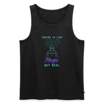 Coding Is Like Magic But Real - Männer Premium Bio Tank Top - Schwarz - Vorne - Michal (187cm)