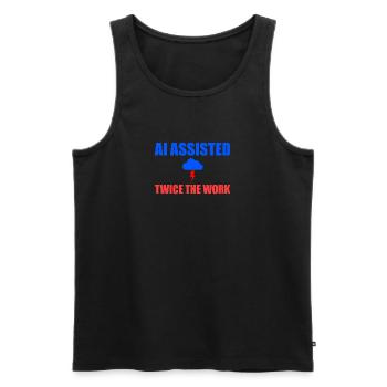 KI unterstützte doppelt so viel Arbeit - Männer Premium Bio Tank Top - Schwarz - Vorne - Michal (187cm)