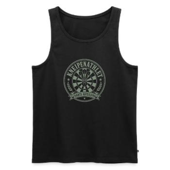 Darts Shirt Kneipenathlet, Hoodie, Mütze, Tasse  - Männer Premium Bio Tank Top - Schwarz - Vorne - Michal (187cm)