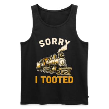 Dampflok Spruch Sorry I Tooted - Männer Premium Bio Tank Top - Schwarz - Vorne - Michal (187cm)