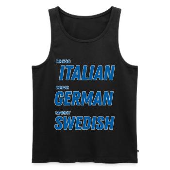 043 Kulturübergreifende Paarphrasen Tee - Männer Premium Bio Tank Top - Schwarz - Vorne - Michal (187cm)