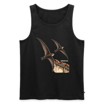 Wieder da – Mauersegler über den Dächern - Männer Premium Bio Tank Top - Schwarz - Vorne - Michal (187cm)
