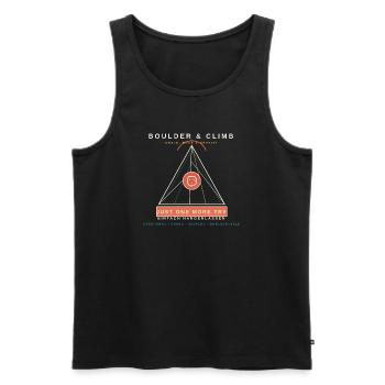 Boulder & Climb - Just One More Try - Männer Premium Bio Tank Top - Schwarz - Vorne - Michal (187cm)