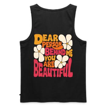 Liebe Person hinter mir. Du bist schön (pink 2) - Männer Premium Bio Tank Top - Schwarz - Hinten - AI Model Male 178 light (178cm)