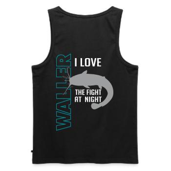 Waller fischen Nachtangeln Angler und Anglerin - Männer Premium Bio Tank Top - Schwarz - Hinten - AI Model Male 178 light (178cm)