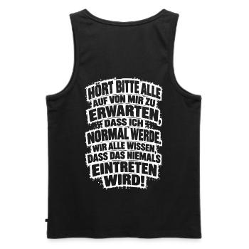 Lustiger Spruch Hört bitte alle auf, von mir zu... - Männer Premium Bio Tank Top - Schwarz - Hinten - AI Model Male 178 light (178cm)