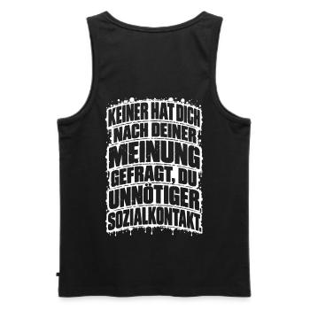 Lustiger Spruch Keiner hat Dich nach Deiner... - Männer Premium Bio Tank Top - Schwarz - Hinten - AI Model Male 178 light (178cm)