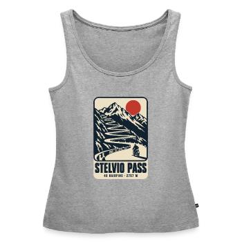 Stelvio Pass 48 Haarnadeln Vintage-Motorradplakat - Frauen Premium Organic Tank Top - Grau meliert - Vorne