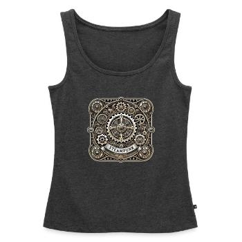 Steampunk Logo - Débardeur bio Premium Femme - anthracite chiné - Devant - AI Model Female 172 light (172cm)