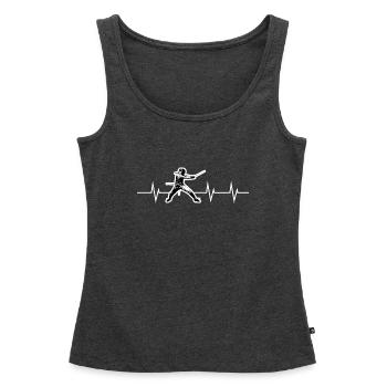Heartbeat of Fencing - En garde! - Frauen Premium Organic Tank Top - Anthrazit meliert - Vorne - AI Model Female 172 light (172cm)