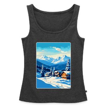 Kitzbühel Autriche Affiche de voyage vintage souvenir - Débardeur bio Premium Femme - anthracite chiné - Devant - AI Model Female 172 light (172cm)