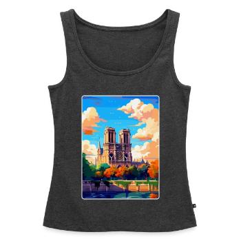 Notre Dame Frankreich Vintage Reiseplakat Souvenir - Frauen Premium Organic Tank Top - Anthrazit meliert - Vorne - AI Model Female 172 light (172cm)