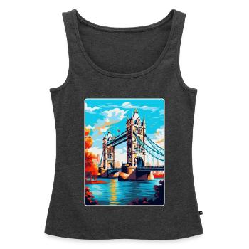 Tower Bridge England Uk Reise Poster Souvenir WPA - Frauen Premium Organic Tank Top - Anthrazit meliert - Vorne - AI Model Female 172 light (172cm)