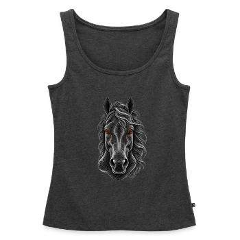 Porträt eines Pferdes in feinen weißen Linien - Frauen Premium Organic Tank Top - Anthrazit meliert - Vorne - AI Model Female 172 light (172cm)