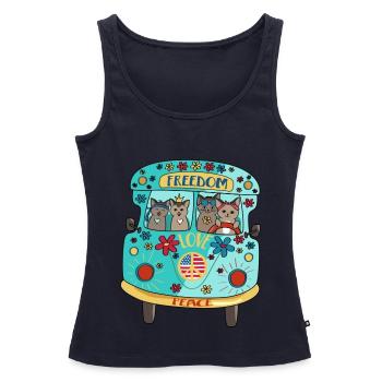 Camper Camping Bus - Frauen Premium Organic Tank Top - Navy - Vorne - AI Model Female 172 light (172cm)