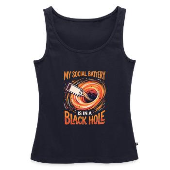 Soziale Batterie im Schwarzen Loch - Frauen Premium Organic Tank Top - Navy - Vorne - AI Model Female 172 light (172cm)