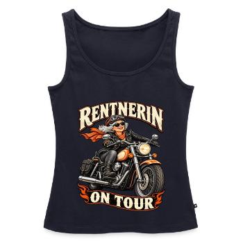 Rentnerin on Tour – Lustiges Motorrad Bikerin  - Frauen Premium Organic Tank Top - Navy - Vorne - AI Model Female 172 light (172cm)
