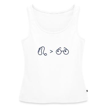 Akustik über Optik, Hörgerät über Brille - Frauen Premium Organic Tank Top - Weiß - Vorne - AI Model Female 172 light (172cm)