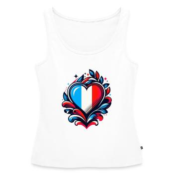 Coeur drapeau Français - Débardeur bio Premium Femme - blanc - Devant - AI Model Female 172 light (172cm)
