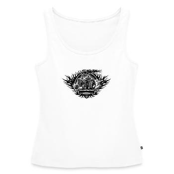 Tractor Pulling Logo - Women’s Premium Organic Tank top - white - Front - AI Model Female 172 light (172cm)
