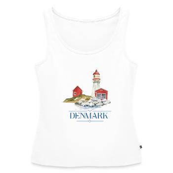 Phare du Danemark tiny house au bord de la mer - Débardeur bio Premium Femme - blanc - Devant - AI Model Female 172 light (172cm)
