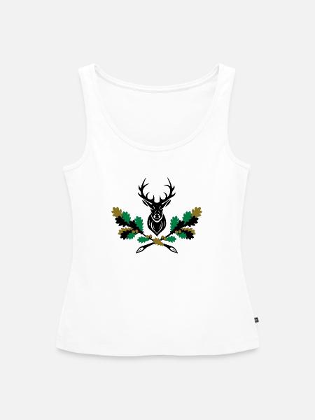 Hirsch Geweih Eiche Logo 3farbig - Frauen Premium Organic Tank Top - Weiß