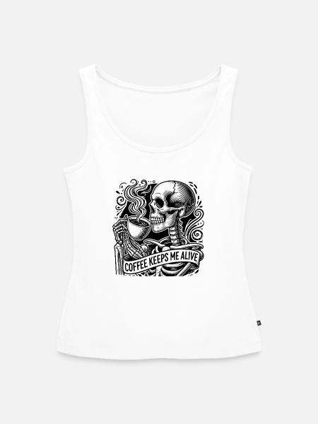 Coffee keeps me alive - Frauen Premium Organic Tank Top - Weiß