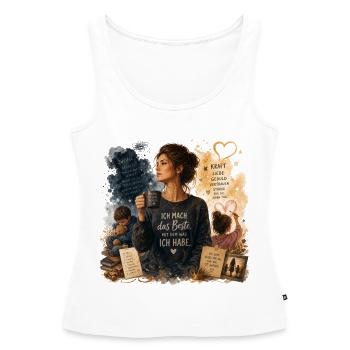 Ich mach das Beste aus dem was ich hab - Frauen Premium Organic Tank Top - Weiß - Vorne - AI Model Female 172 light (172cm)