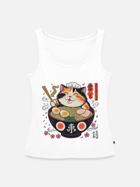 Ramen Katze mit Kochmütze - Frauen Premium Organic Tank Top - Weiß