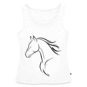 Fließende Mähne – Minimalistische Pferdelinienkunst - Frauen Premium Organic Tank Top - Weiß - Vorne - AI Model Female 172 light (172cm)
