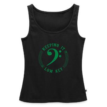 Bass Clef Green - Symbole Musical Vintage - Débardeur bio Premium Femme - noir - Devant - AI Model Female 172 light (172cm)