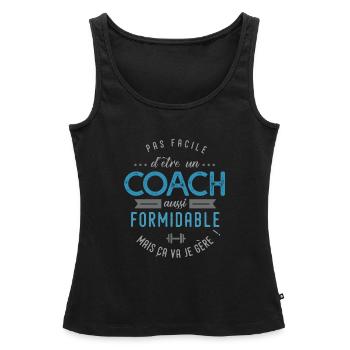 COACH entraineur sportif cadeau - Débardeur bio Premium Femme - noir - Devant - AI Model Female 172 light (172cm)